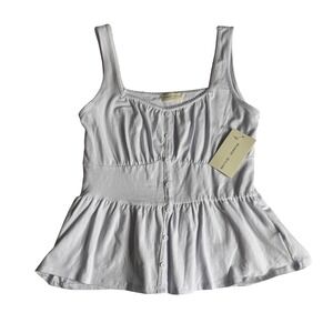 Frankee and Skylarr White Button Front Tank Top Womens Size Medium NEW NWT